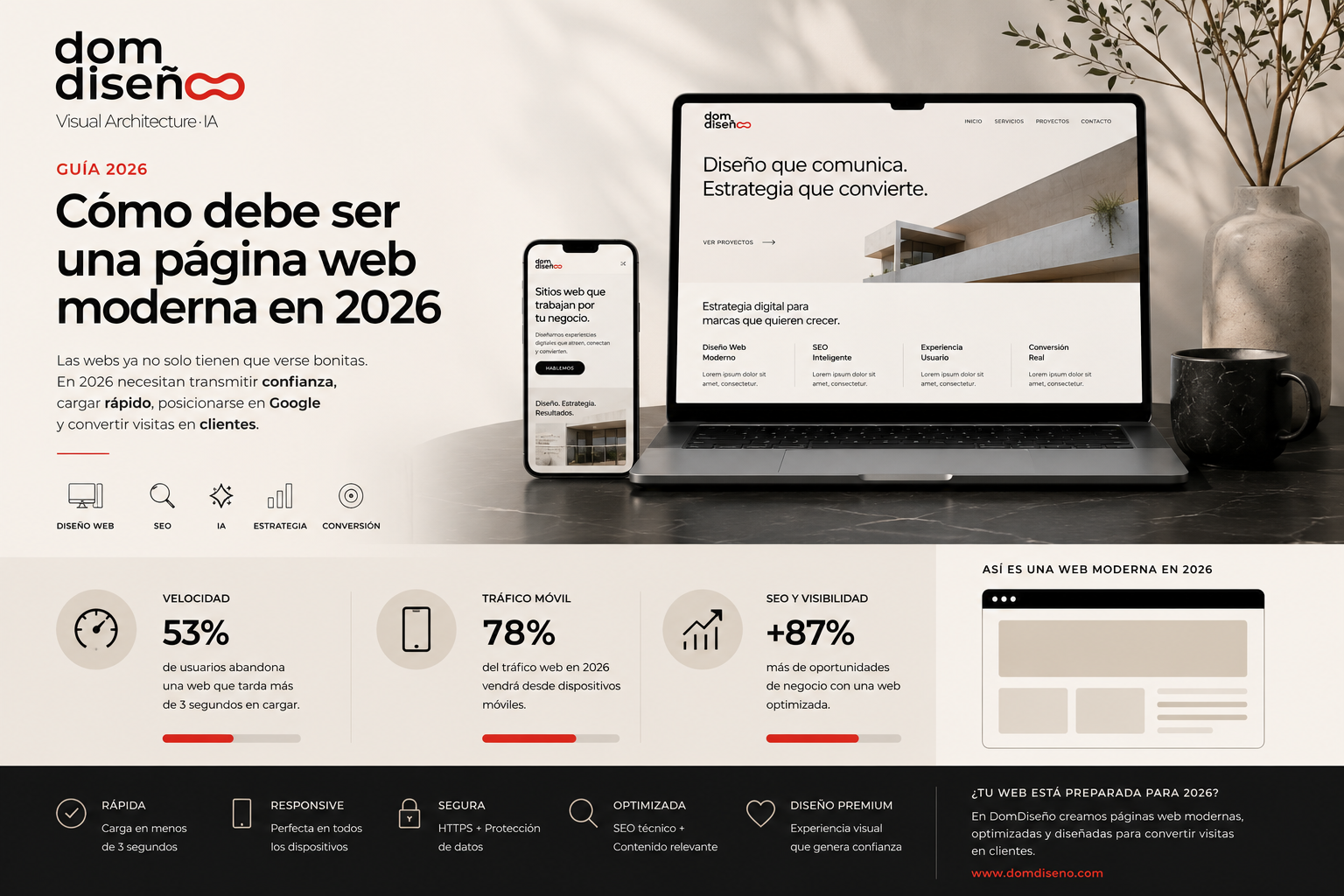 Cómo debe ser una página web moderna en 2026 | Diseño Web + SEO | DomDiseño